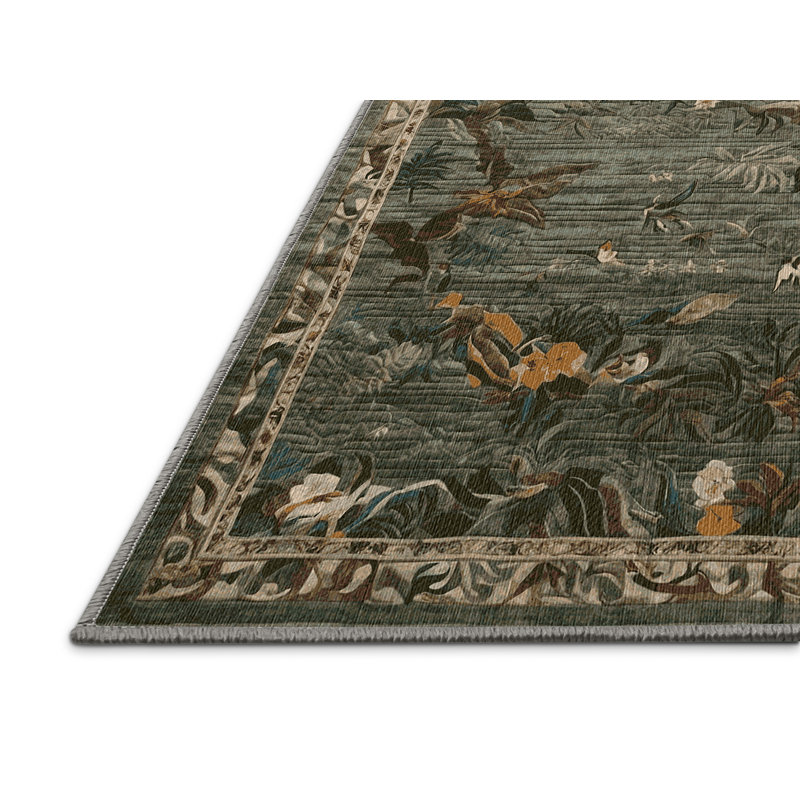 Machine Washable Brown Area Rug, Rectangle 7' x 9'