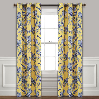 Farmhouse Bird And Flower Curtain Pair