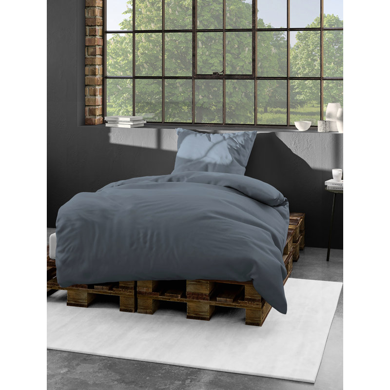 Cotton Duvet Cover Set, Jeans, 220 x 240 cm + 2x 40 x 80 cm