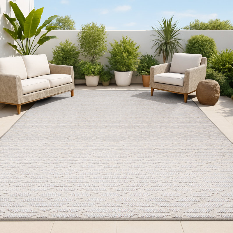 Tapis intérieur / extérieur beige Myndi, Rectangle 4pi x 6 pi