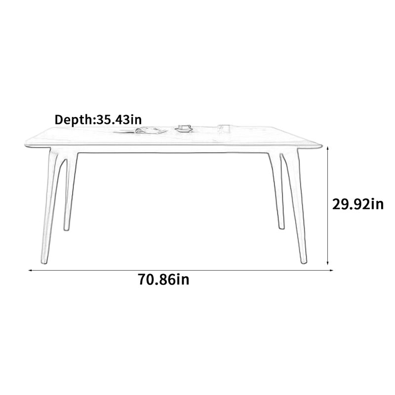 Full support rectangular dining table, 29.92"H x 70.86"L x 35.43"W