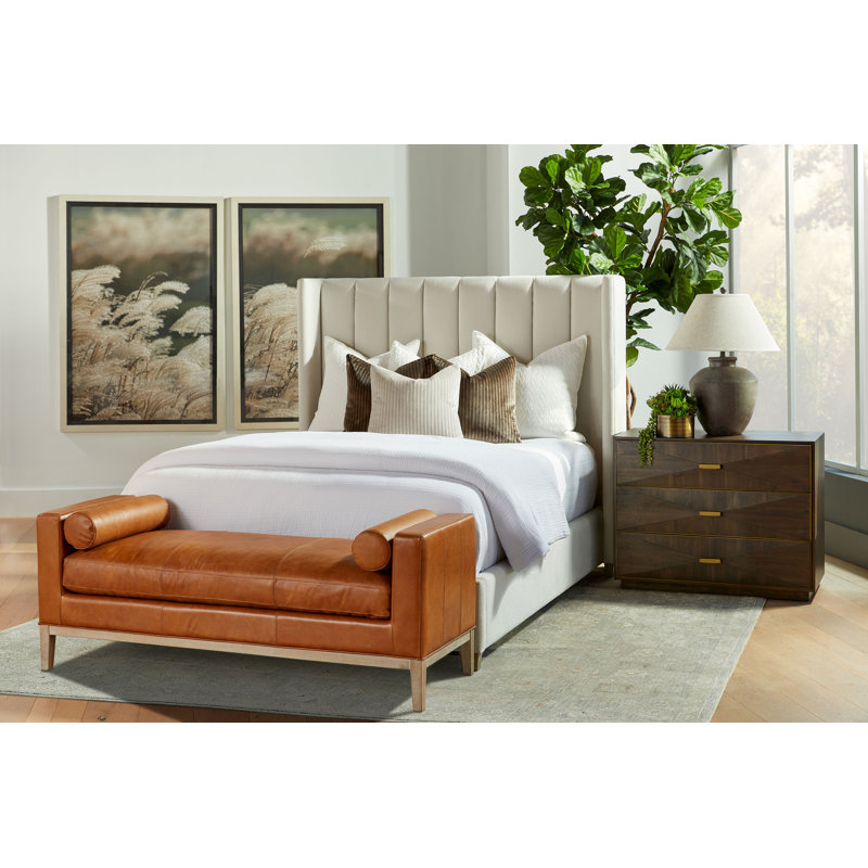 Burnished Brown Acacia Veneer Transitional 3-Drawer Nightstand