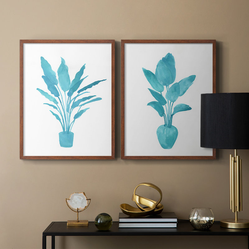 «Watercolor House Plant I», reproduction encadrée de qualité supérieure - prête à être accrochée - aucun clou requis - aucun clou requis
