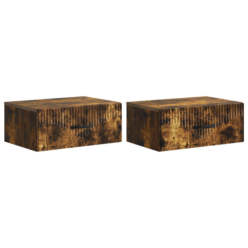 49cm W Manufactured Wood Bedside Table, Smoked Oak