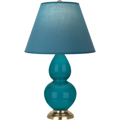 Small Double Gourd Accent Lamp - Sangria, Deep Patina Bronze - Lavender, Plum Shade
