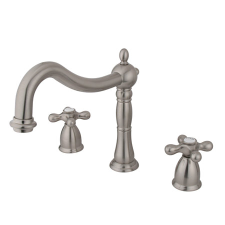 Heritage Double Handle Deck Mounted Roman Tub Faucet, Brushed Nickel