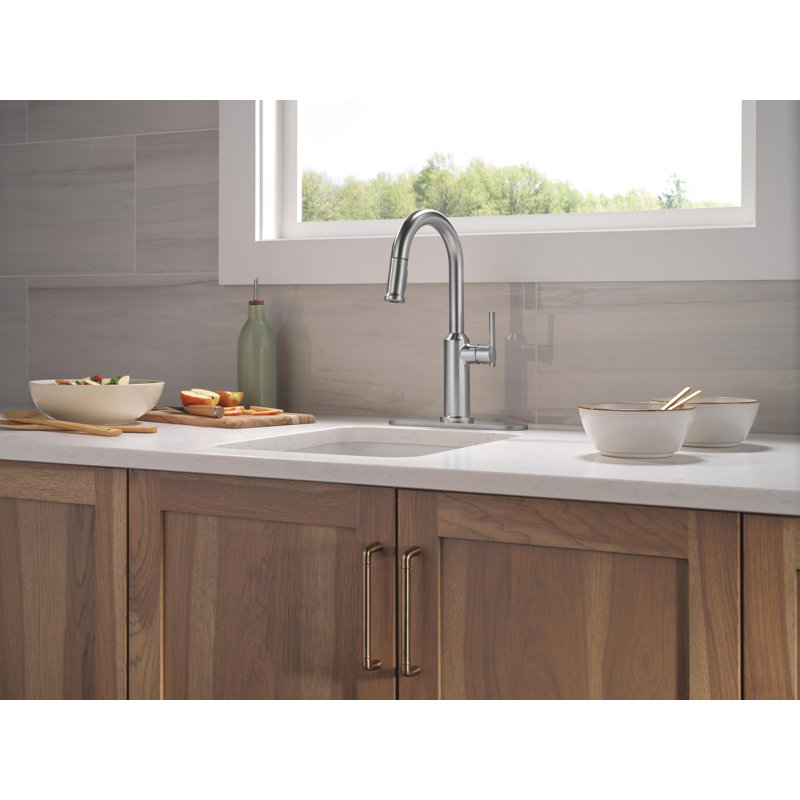 Single Handle Pull-Down Bar/Prep Faucet, Lumicoat Arctic Stainless