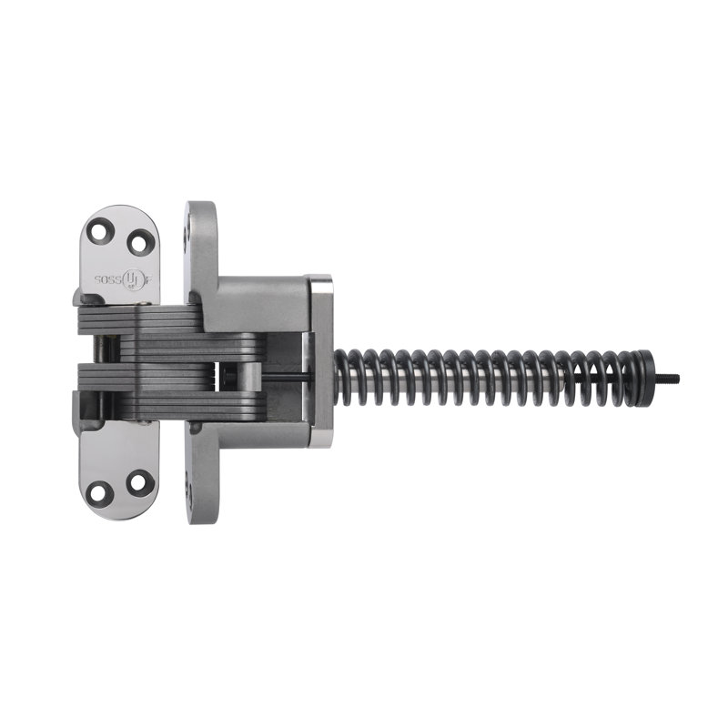 Charnière de porte simple invisible / dissimulée E 5,5 po x l 9,23 po, Acier inoxydable brillant, Acier inoxydable