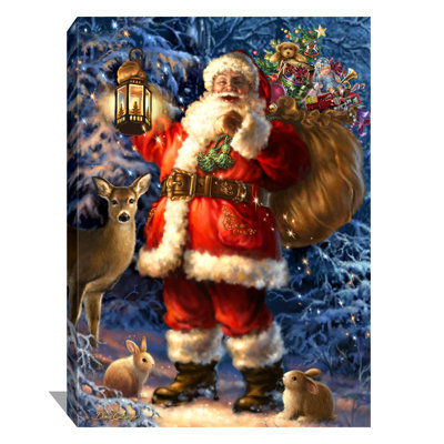 Woodland Santa Canvas Wall Art