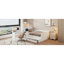 Lit plateforme double en bois avec 6 tiroirs, tablettes et coiffeuse, blanc-262493322