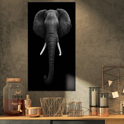 «Portrait d'un éléphant d'Afrique en noir et blanc, photographie d'art mural éléphant