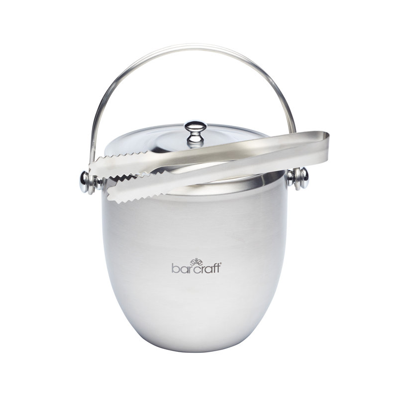 Ice Bucket with Lid & Tongs in Stainless Steel