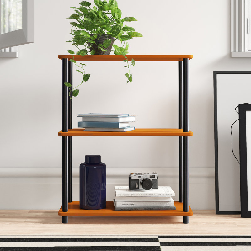 Étagère bibliothèque Decorius, Cerisier pâle / Noir, (Quatre tablettes) 110 cm (H) x 60 cm (L) x 29,5 c