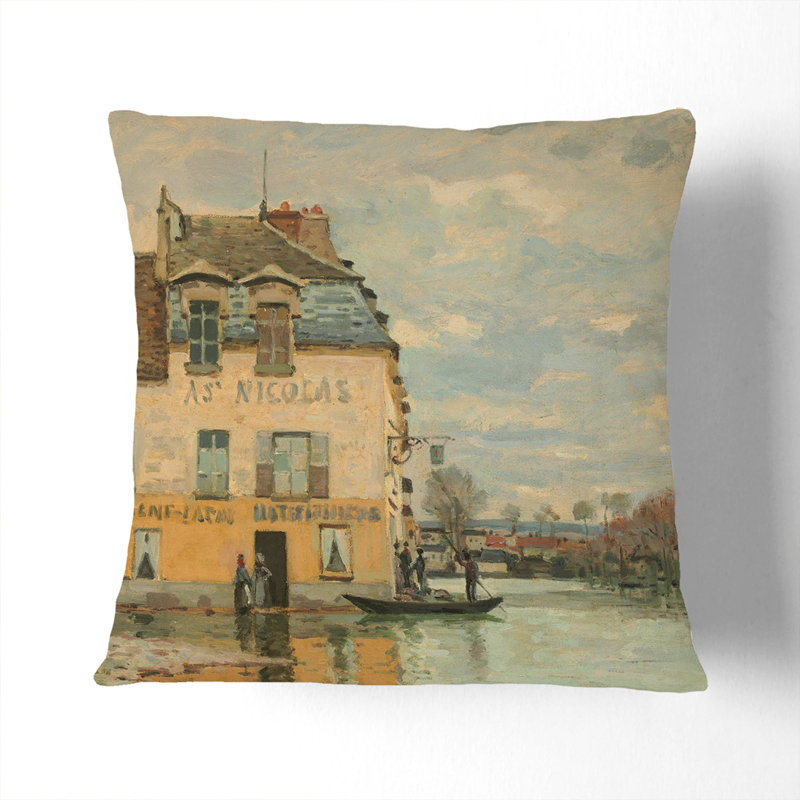 Flood at Port-Marly Scatter Cushion, 40cm H x 40cm W x 15cm D, Stone