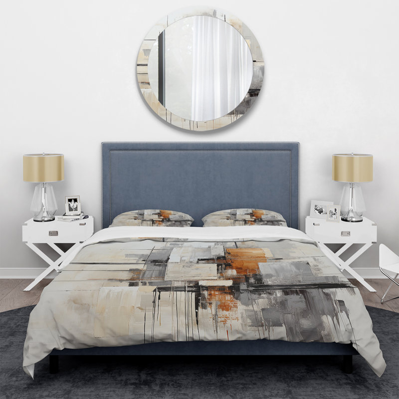 Minimalist Montage IV - Abstract Duvet Cover Set - Microfiber Polyester, Queen Duvet Cover + 2 Standard Shams