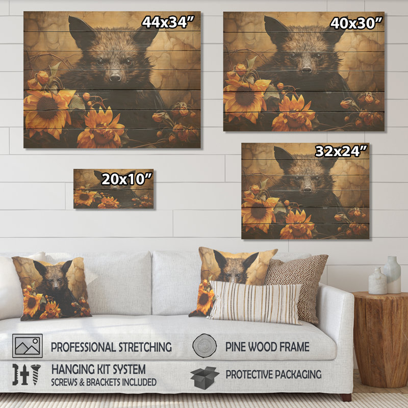 Baroque Bat Elegance - chauve-souris sur bois, H 10 po x l 20 po x P 0,78 po