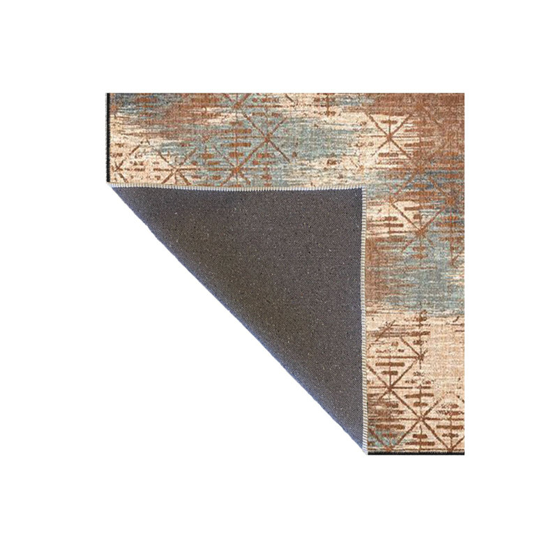 Machine Washable Diamond Patterned Adobe Patterned Woven Base Rug, Square 4'11"