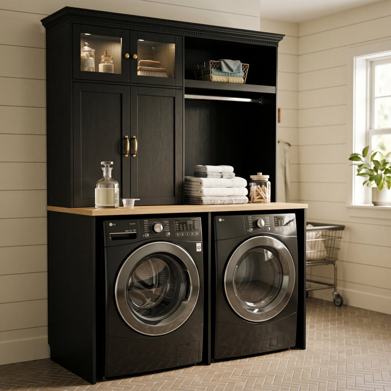 61" W Laundry Cabinet, Natural