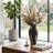 Abstract Brushstroke Earthenware Tall Flower Vase for Home Tabletop Decor - Modern Curved Table Vase for Living Room or Entryway Display - 15", Black & White-233270788