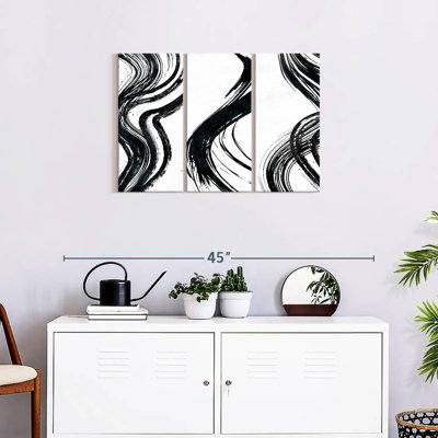 Impression sur toile Wispy Black Brush Strokes