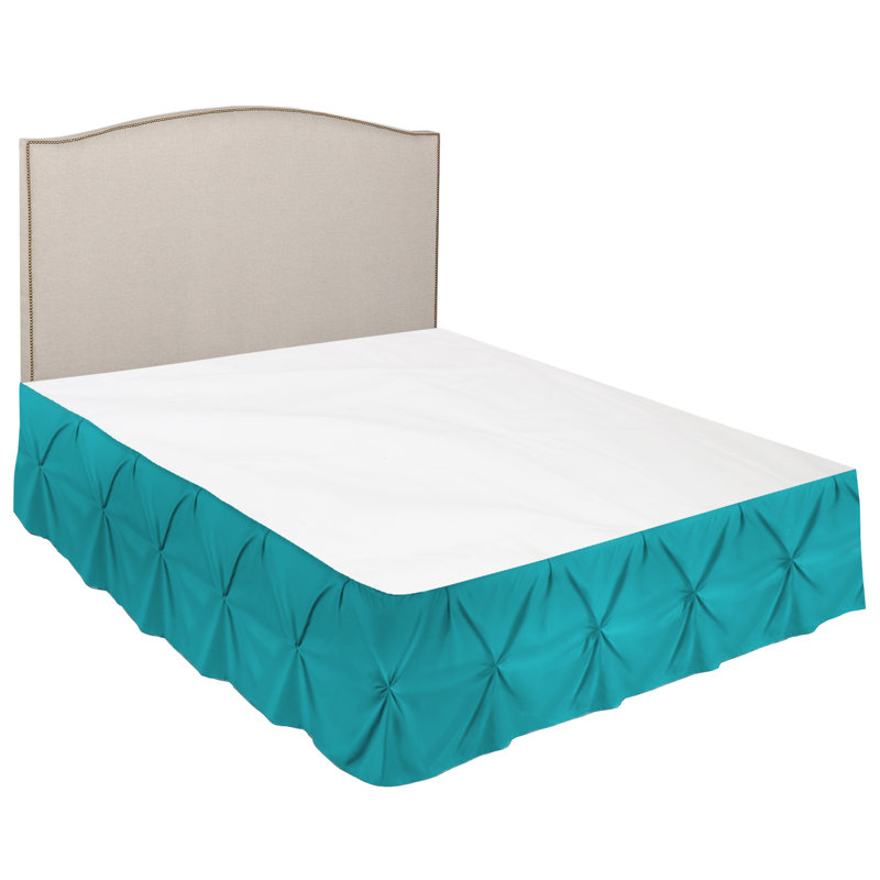 Teal Pinch Pleat Twin Bed Skirt with 14" Drop