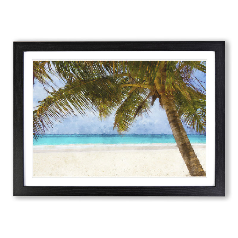 Palm Tree Beach Vol.3 - Framed Print, 36cm H x 48cm W x 2cm D, Black Framed
