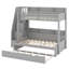 Lit superposé en bois avec escalier de rangement, lit gigogne, tablettes, ports DEL et USB-1828278394