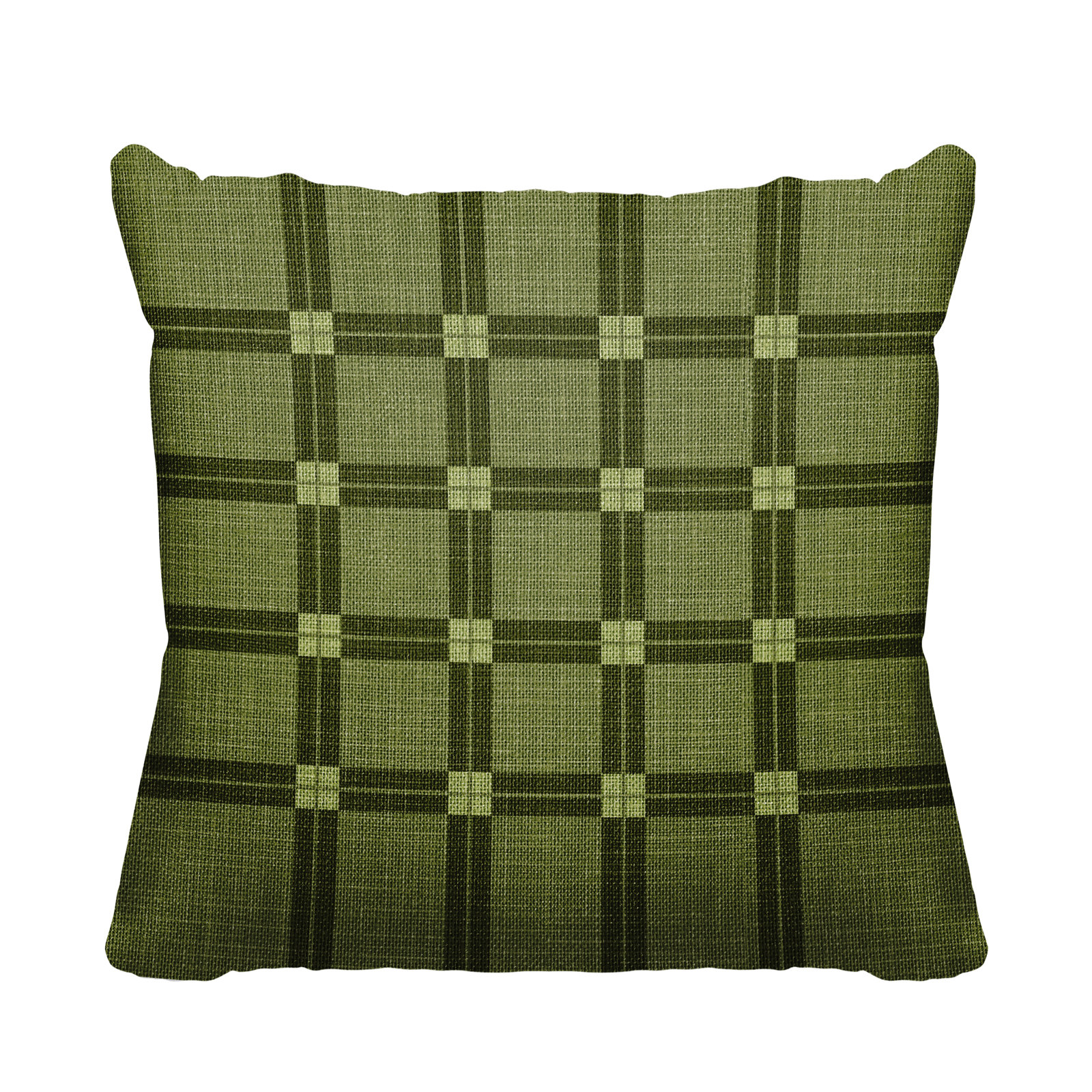 Plaid Indoor/Outdoor Throw Pillow, 19" W x 19" H, Green