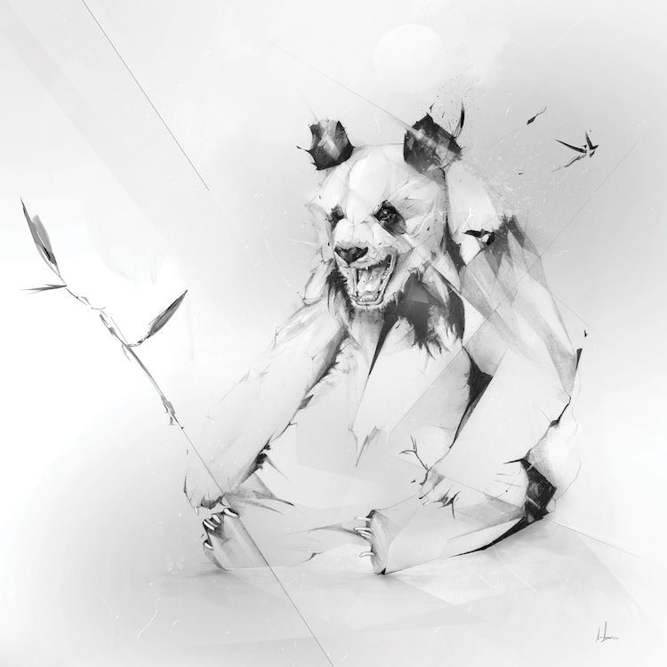 « bad panda », reproduction d’art sur toile tendue, H 37 po x l 37 po x P 1,5 po