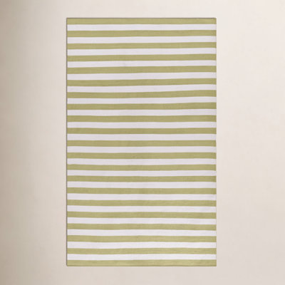 Rockaway Green Hand-Woven Striped Outdoor Rug
