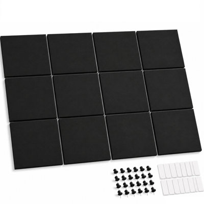 48" × 36" Large Wall Cork Bulletin Board With Pushpins, 12-Piece Felt Tile Tack Board For Home And Office Decor, White