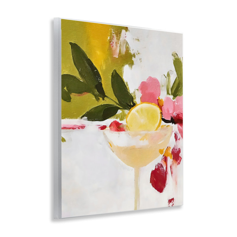 Plaque murale rouge et rose avec citrons, design par Riley B