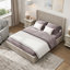 Structure de lit plateforme en bois massif avec tête de lit, aucun sommier nécessaire, lit sur pied, assemblage facile, grand lit, beige-318401065-318401047