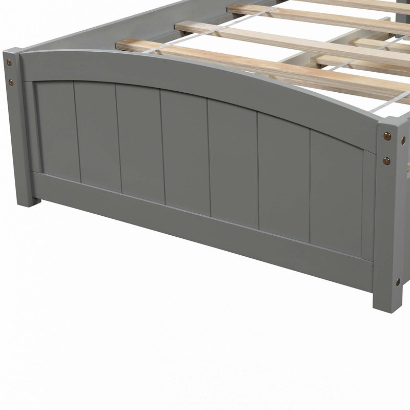 Lit plateforme simple avec lit gigogne, Gris