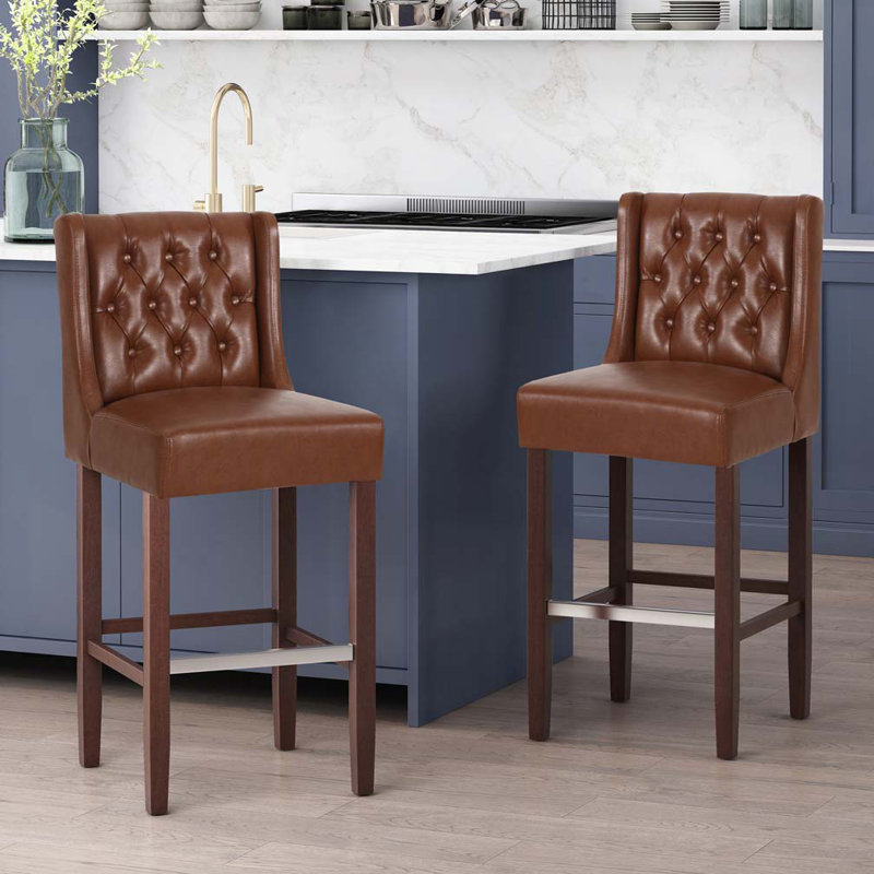30" Seat Height Bar Stool, Light Brown
