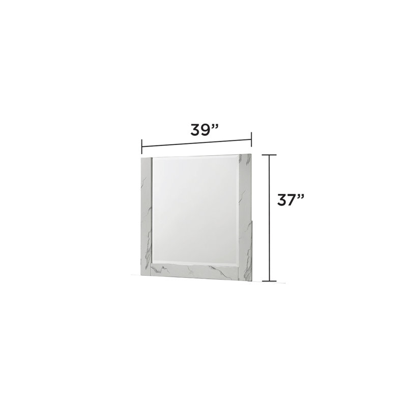 Mist Mirror White  – Two-Tone High-Gloss Marble & Lacquer Frame With Oversized Reflective Surface(INCLUDES MIRROR ONLY)