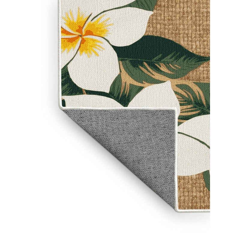  Tapis lavable hawaïen Plumeria, Carré 3 pi