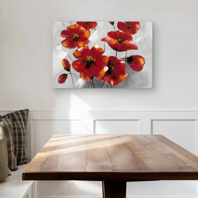 Anemone Flowers - Gray Floral Metal Print for Home Decor