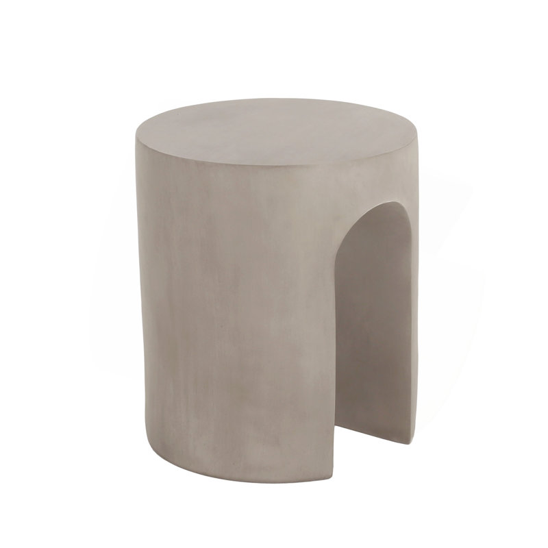 Outdoor MGO Round With U-Shape Side Table, Light Grey