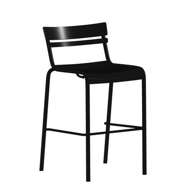 Mawadah Modern Commercial Grade 2 Slat Indoor/Outdoor Steel Bar Stool