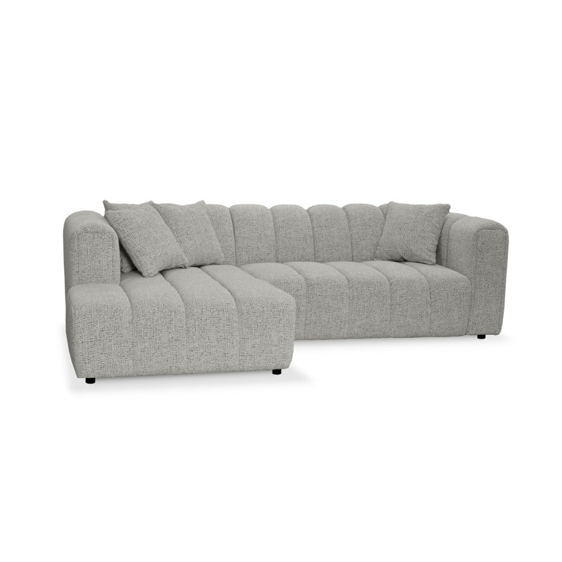 3 Seater Corner Sofa, Polyester - Light Grey, Left Hand Facing