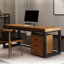 Bureau rectangulaire en bois massif avec tiroirs Walnut-1271452182