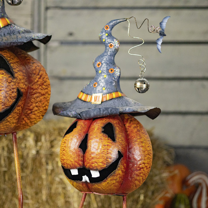 Halloween Jack-O-Lantern and Spider Decorative Accent