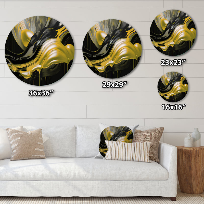 Captivating Marble Ii - Décoration murale abstraite sur métal, L 36 po x H 36 po, Jaune