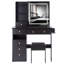 Ensemble de meuble-lavabo de 37 po avec tiroir à gauche et commode tabouret de taille moyenne 37 po, 2 prises CA + 2 prises USB, support pour sèche-cheveux, grand miroir coulissant à DEL à commande tactile, interrupteur 3 couleurs