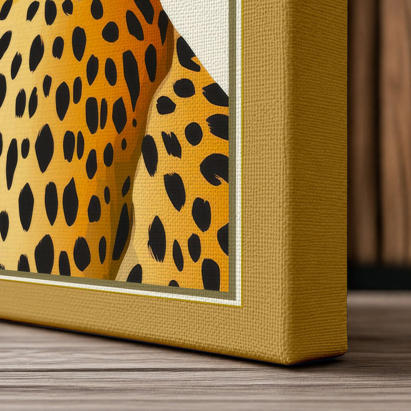 Cheetah in Profile Boho 1 Piece Wrapped Canvas Wall Art, 36x24 - 91.4 x 61.0 cm, Ochre Border