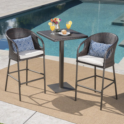 Aribert 3 Piece Bar Height Dining Set with Cushions