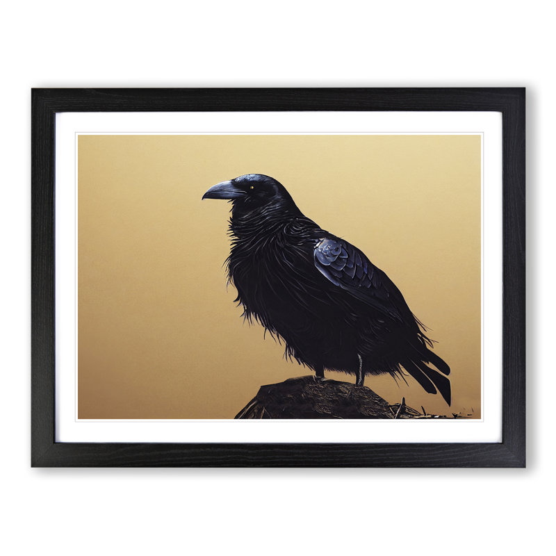 Raven Bird Vol.2 - Single Picture Frame Painting, Black, 25cm H x 34cm W x 2cm D