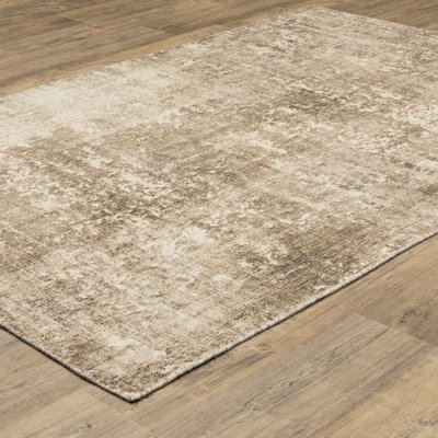Azaiah Textured Abstract Brown/ Beige Hand-made Wood Blend Area Rug