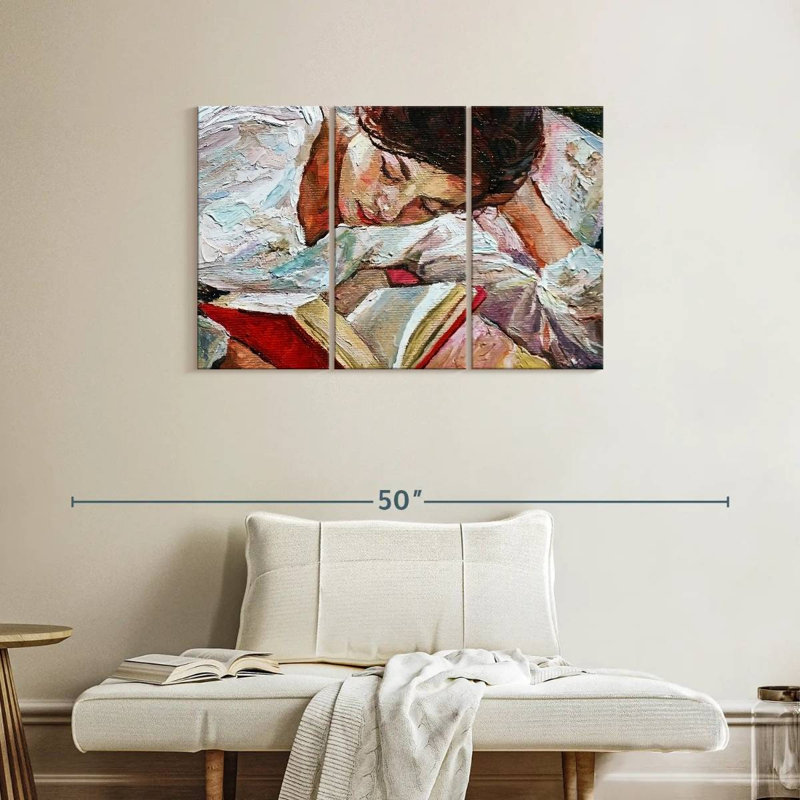 Femme Leisha lisant, H 24 po x l 38 po